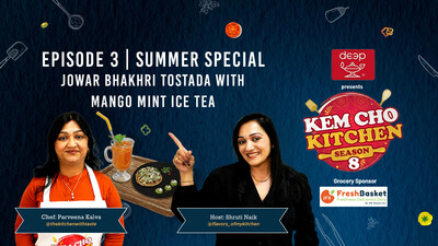Jowar Bakahri Tostada with Mango Mint Ice Tea