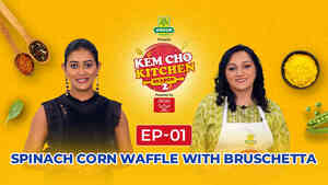 Spinach Corn Waffle With Bruschetta