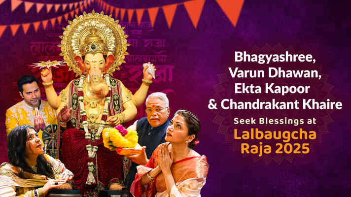 Varun Dhawan, Bhagyashree, Ekta Kapoor & MLA Khaire at Lalbaugcha Raja